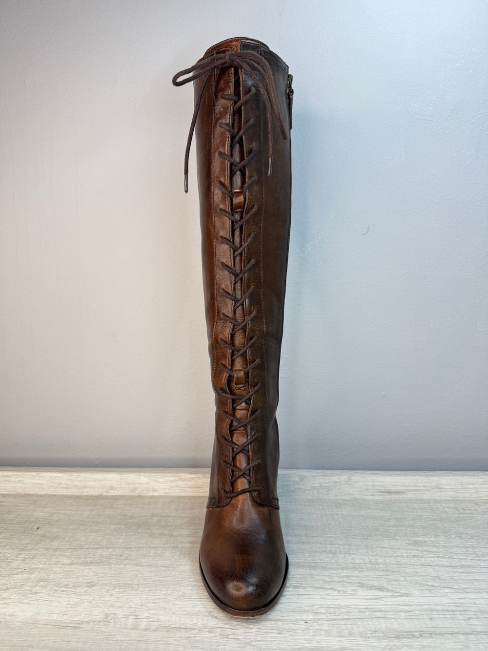 Like New! Frye Women's Parker Tall Lace Up Brown Leather Heeled Boots Size 7 - Picture 5 of 16